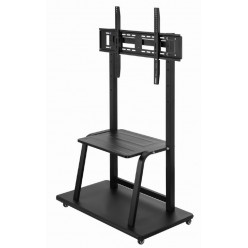 TV floor stand with caster wheels, 37- - 100-, Gembird -TVS-100F-01-, max. 150 kg, max. VESA 800 x 600, Steel, Dimensions: 1050 x 570 x 1785 mm, Black